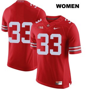 Women's NCAA Ohio State Buckeyes Master Teague #33 College Stitched No Name Authentic Nike Red Football Jersey EW20J31CJ